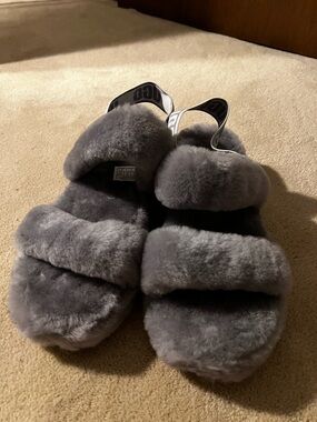 UGG Gray Fluff Yeah Slide Sandal